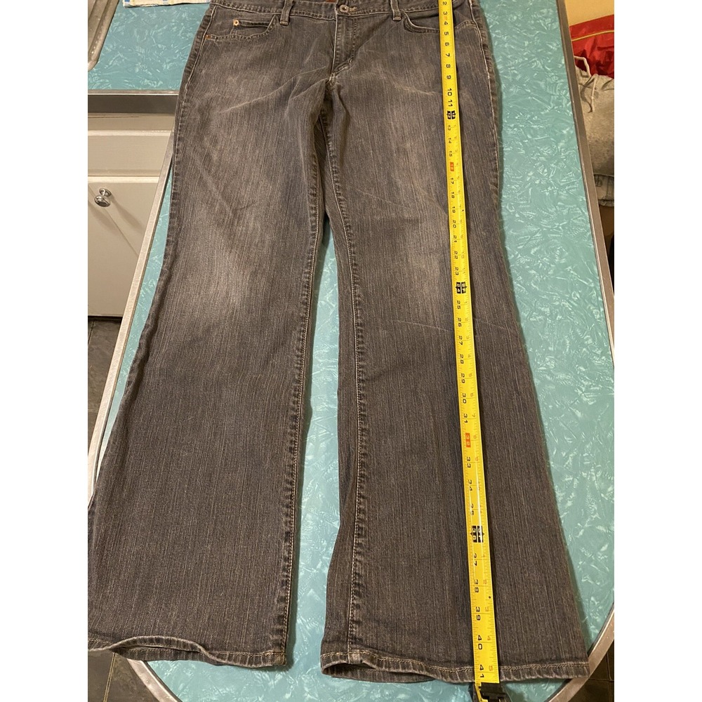 Eddie Bauer Women Classic Black Light Wash Jeans Denim Size 14R Embroid. Pockets